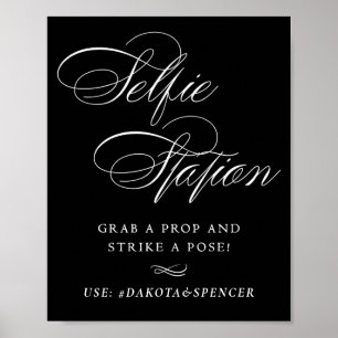 Elegant Selfie Station White Script   Social Media Poster