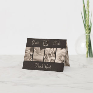Elegant Sepia Biker Wedding Thank You Card