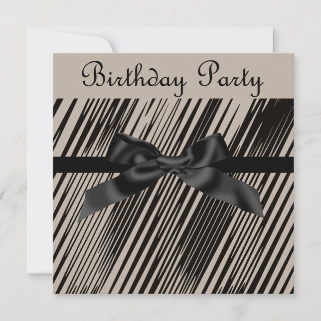 ELEGANT SEPIA BLACK BOW PARTY INVITATION (Front)