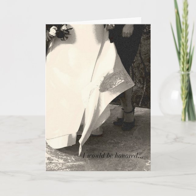 Elegant Sepia Bridesmaid Request Greeting Card (Front)
