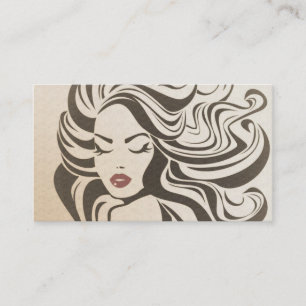 Elegant Sepia Chic Wavy Hairstyle Hair Extensions Business Card
