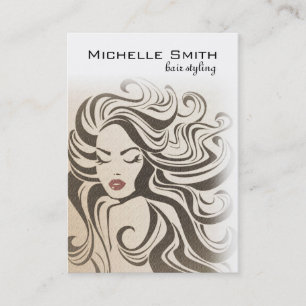 Elegant Sepia Chic Wavy Hairstyle Hair Extensions Business Card