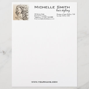 Elegant Sepia Chic Wavy Hairstyle Hair Extensions Letterhead Design