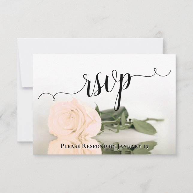 Elegant Sepia Peach Rose Reflections Wedding RSVP Card (Front)