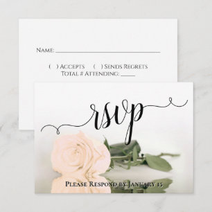 Elegant Sepia Peach Rose Reflections Wedding RSVP Card