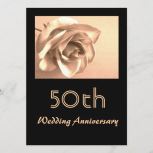 Elegant Sepia Rose 50th Wedding Anniversary Invite