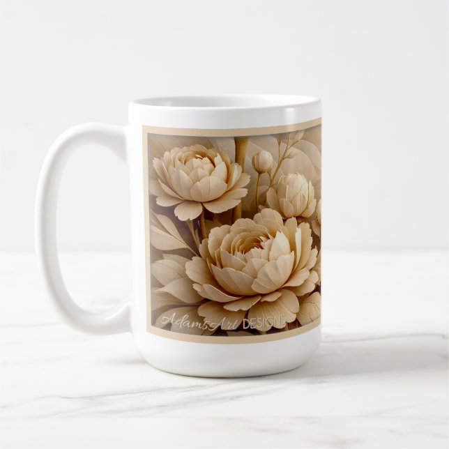 Elegant Sepia Rose Garden Floral Art Coffee Mug (Left)