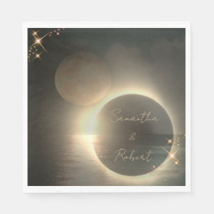 Elegant Sepia Solar Eclipse Custom Photo Wedding Napkin