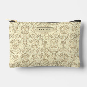 Elegant Sepia Tan Floral Pattern Accessory Pouch