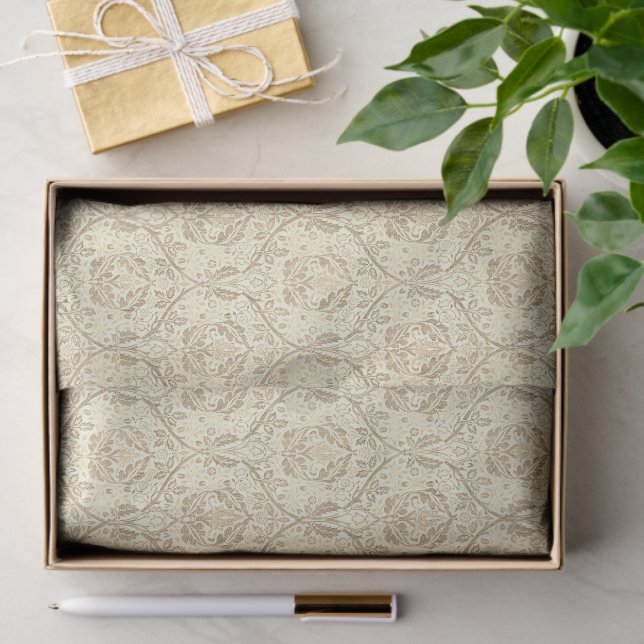 Elegant Sepia Tan Floral Pattern Tissue Paper (Gift)