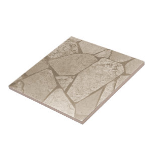 Elegant Sepia Toned Cracked Stones Ceramic Tile