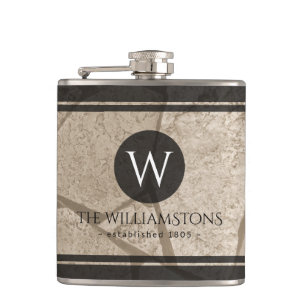 Elegant Sepia Toned Cracked Stones Hip Flask
