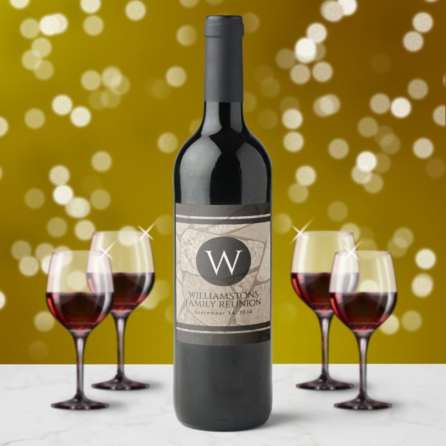 Elegant Sepia Toned Cracked Stones Wine Label (Creator Uploaded)