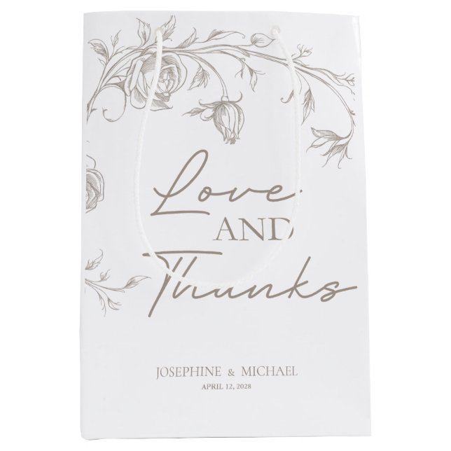 Elegant Sepia Wedding Welcome Medium Gift Bag (Front)