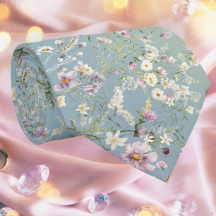 Elegant Serene Blue Floral Necktie
