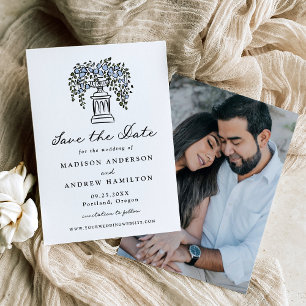 Elegant Serene Garden Blooms Photo Wedding Save The Date
