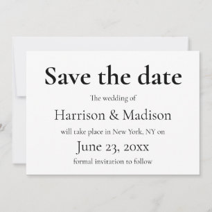 Elegant serif black & white Wedding Save The Date