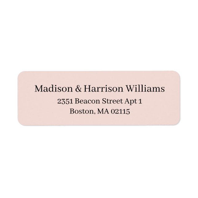 Elegant Serif Custom blush pink return address Label (Front)