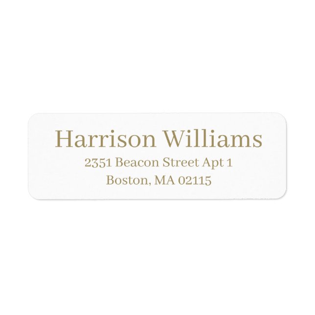 Elegant Serif Custom gold white return address Label (Front)