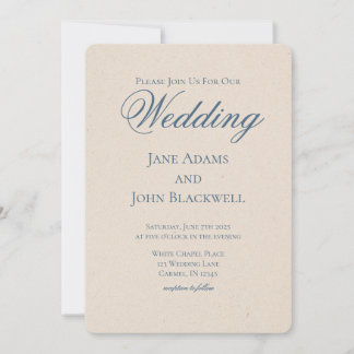 Elegant Serif Dusty Blue Wedding Invitation