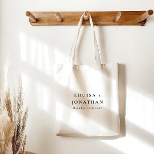 Elegant Serif Minimalist Personalised Wedding Tote Bag