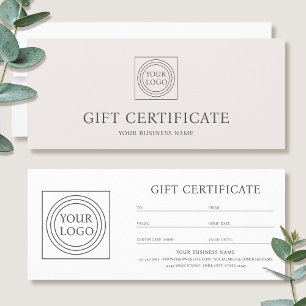 Elegant Serif Off-White Gift Certificate Voucher