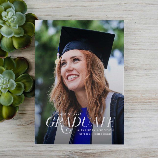 Elegant Serif Photo Graduation Announcement (Creator Uploaded)