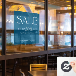 Elegant Serif Retail Blue Sale Window Cling