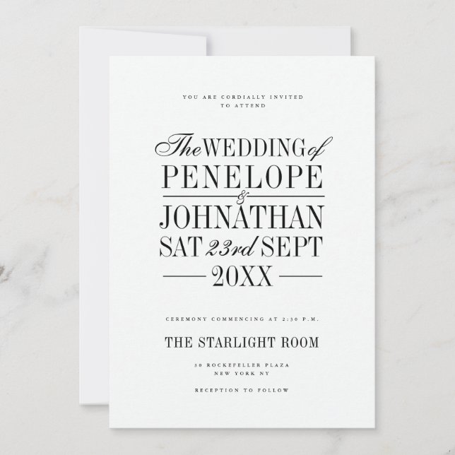 Elegant Serif Script Typography Wedding Invitation (Front)