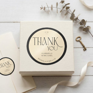 Elegant Serif Typography "Thank You" Wedding Favor Classic Round Sticker