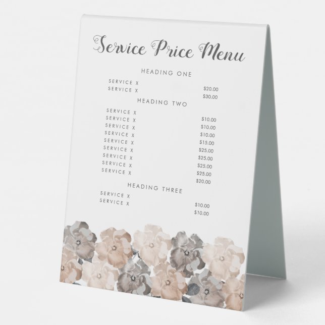 Elegant Service Price Menu Custom Made Table Table (Back)