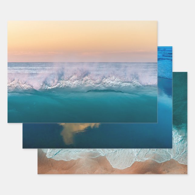 ELEGANT SET OF BEACH LANDSCAPE PHOTOGRAPHS WRAPPING PAPER SHEET (Set)