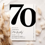 Elegant Seventy 70th Birthday Party Invitation<br><div class="desc">Classic black and white 70th birthday party invitations featuring the number '70' in a large bold serif font,  and a modern invite template that is easy to personalise.</div>