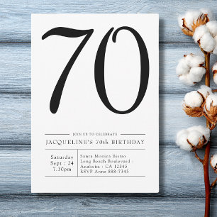 Elegant seventy 70th Birthday Simple Party Invitation