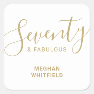 Elegant Seventy and Fabulous 70th Birthday Party Square Sticker