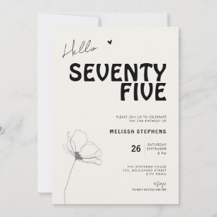 Elegant Seventy Five Bold Typography 75th Birthday Invitation