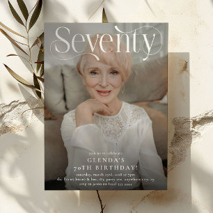Elegant SEVENTY Photo 70th Birthday Party Invitation