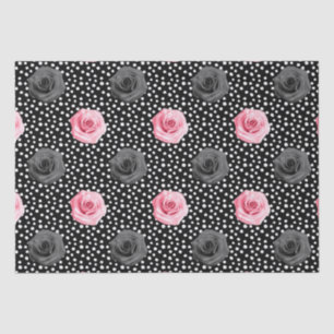 Elegant Shabby Chic Pink Roses and Polka Dot Tissue Paper
