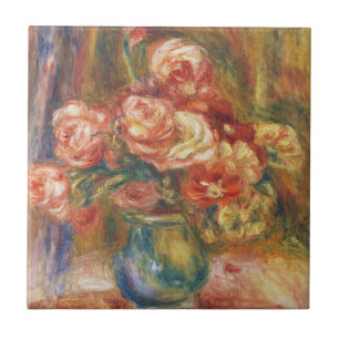 Elegant Shabby Chic Renoir Rose Painting Ceramic Tile