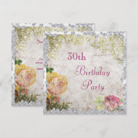Elegant Shabby Chic Roses & Diamonds 30th Birthday