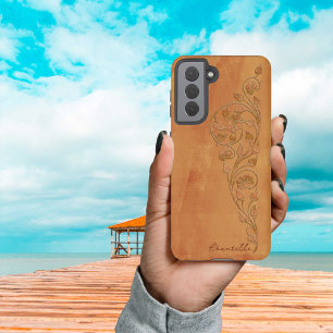 Elegant Shabby Girly Golden Yellow Floral Name Samsung Galaxy Case