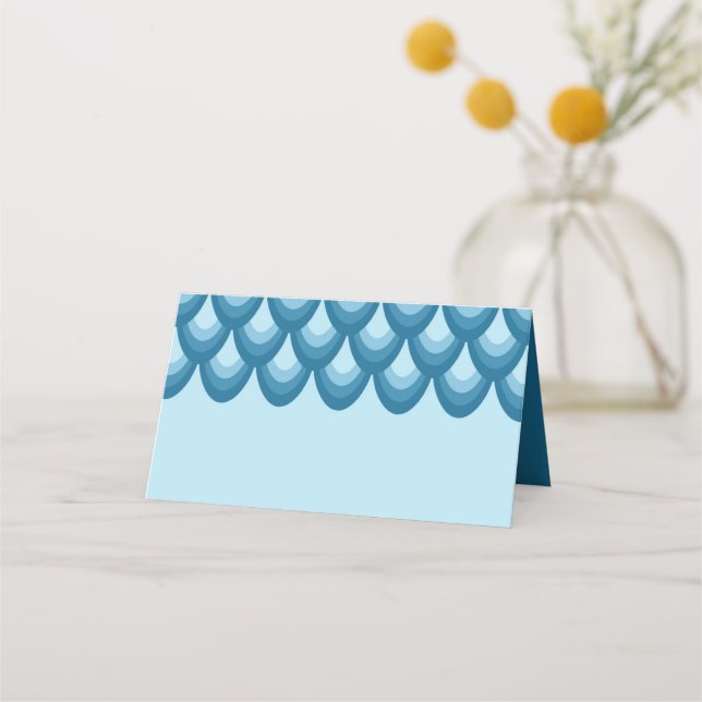 Elegant Shades of Blue Geometric Place Card (Front)