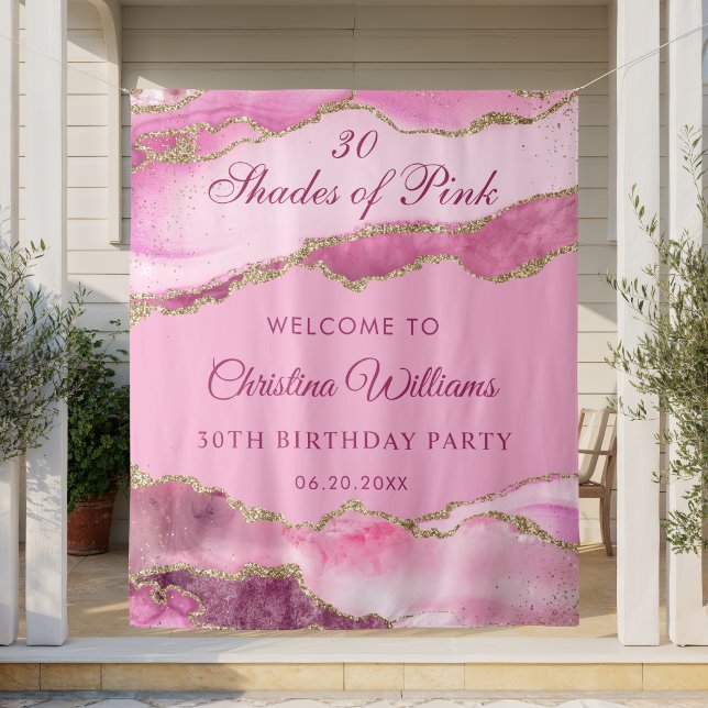 Elegant Shades of Pink Birthday Party Backdrop Tapestry (Elegant Shades of pink Birthday Party Backdrop)