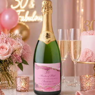 Elegant Shades of Pink Birthday Party Sparkling Wine Label