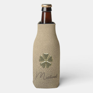 Elegant Shamrock Patrick's Day Leather Bottle Cooler
