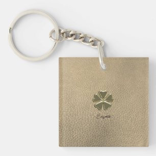 Elegant  Shamrock Patrick's Day Leather Key Ring