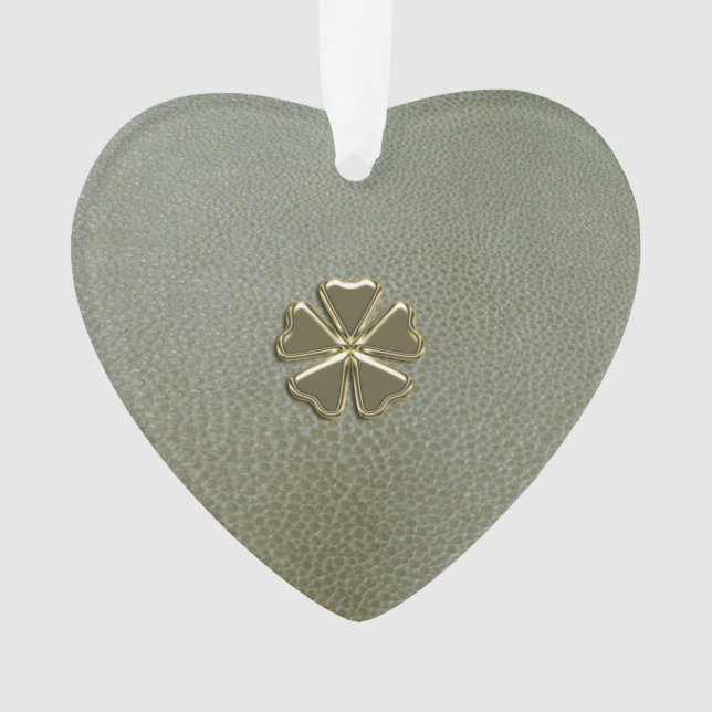 Elegant  Shamrock St.Patrick`s Day,Green Leather Ornament (Front)
