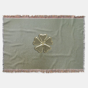 Elegant  Shamrock St.Patrick`s Day,Green Leather Throw Blanket