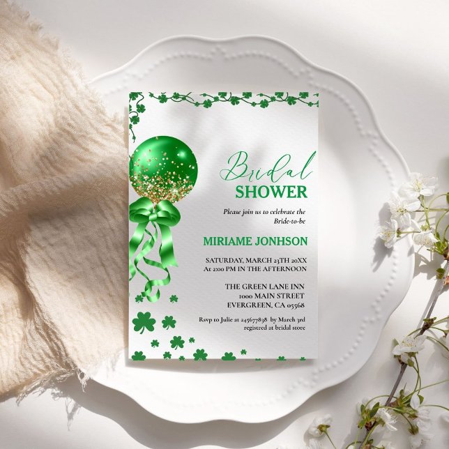 Elegant Shamrock St. Patrick's Day Bridal Shower  Invitation (Creator Uploaded)