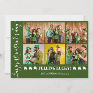 Elegant Shamrock St. Patrick's Day Family photo Holiday Card